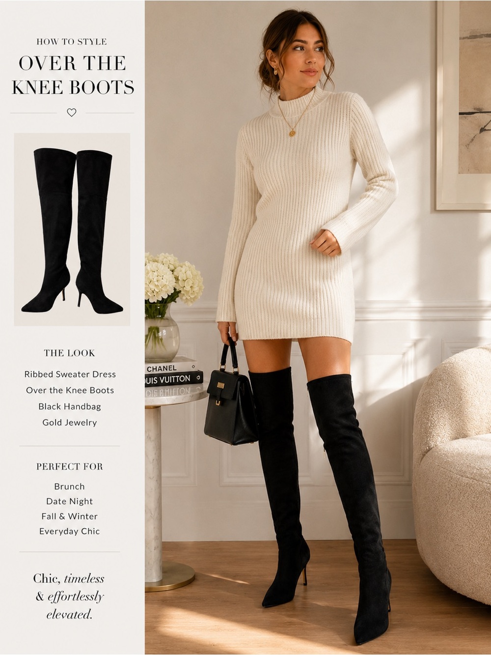 Marc Fisher Black Over-The-Knee Suede Stiletto Boots